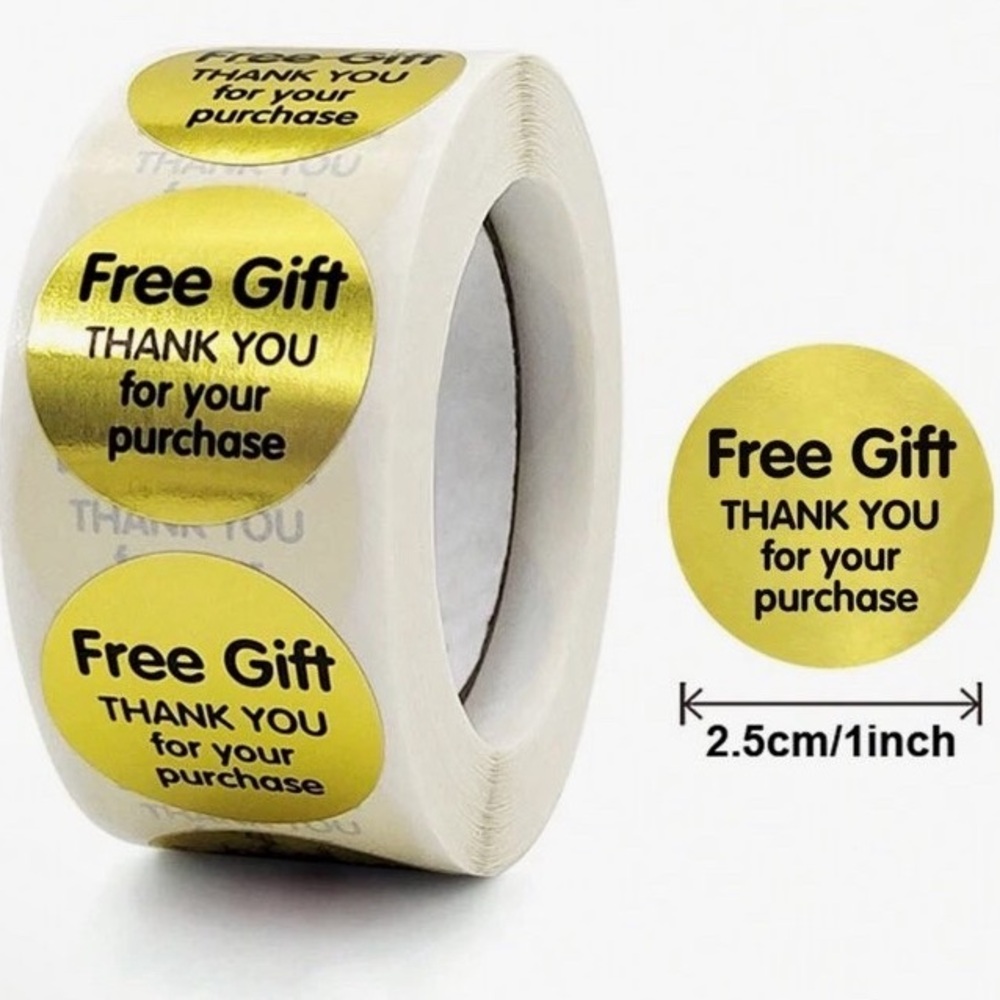 500 Free Gift Thank You For Your Purchase Roll 1 inch Gold Stickers For Package